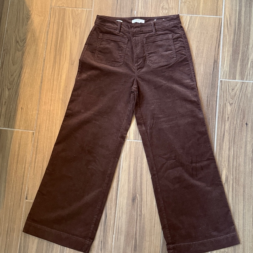 Loft Brown Wide-Leg Corduroy Pants